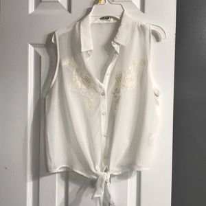 Garage Sheer White Crop Top